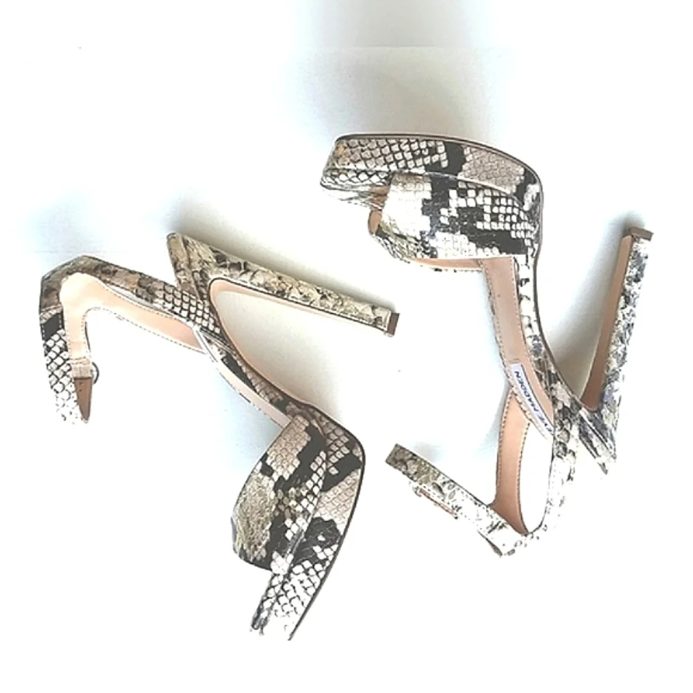 Steve Madden Luv Gold Snake Platform Ankle Strap Heels - Picture 11 of 13